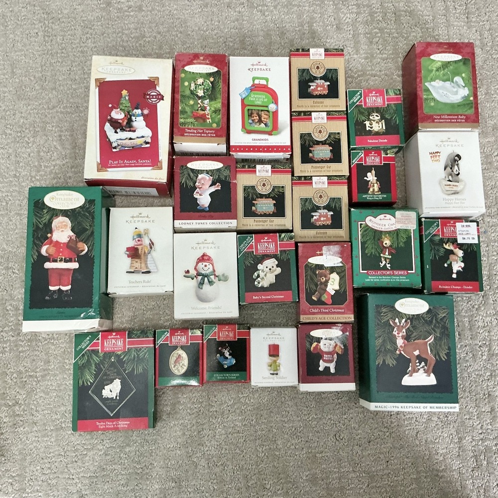 Hallmark Keepsake Christmas Ornament LOT of 25 Pieces Santa Reindeer Trains